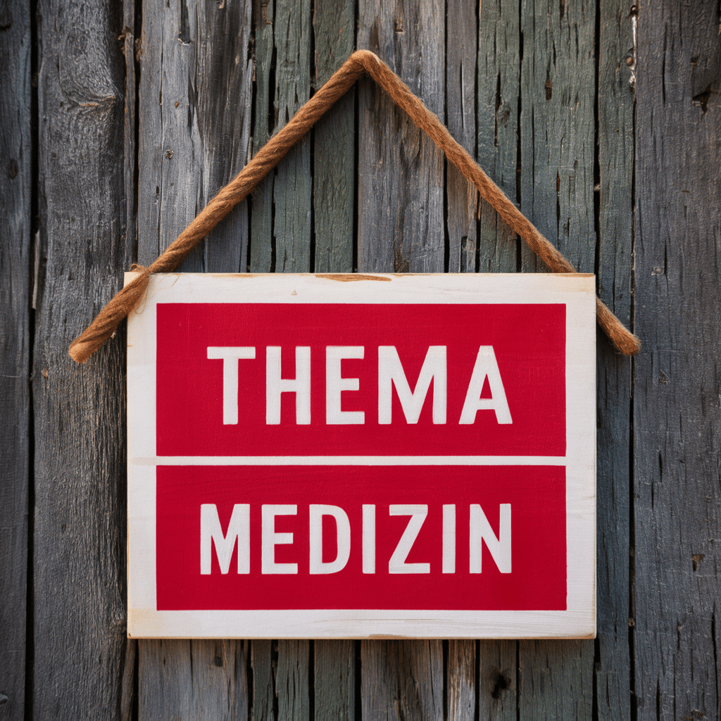 Schild an Holz "Thema Medizin"